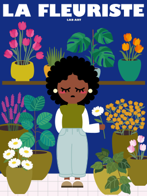 illustration fleurs kawaii